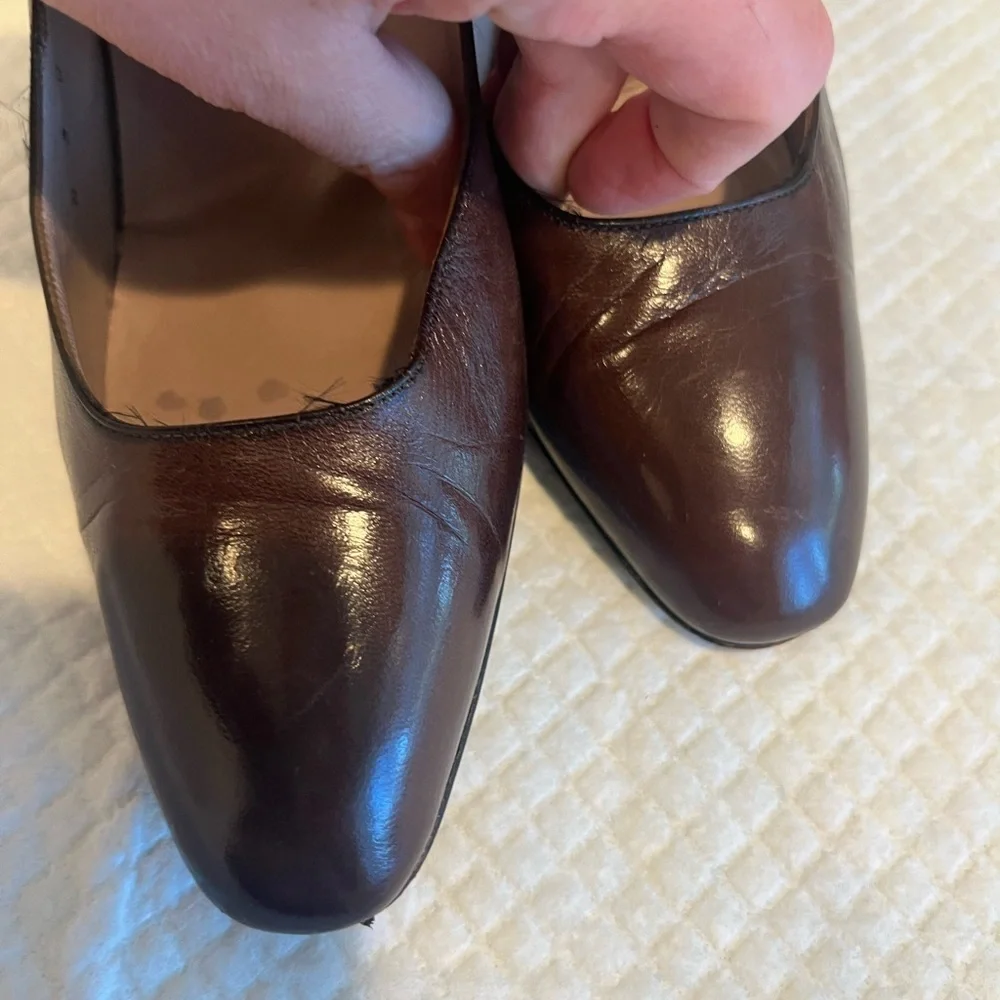 Vintage Bruno Magli Brown Leather Slingback Heels Size 8N